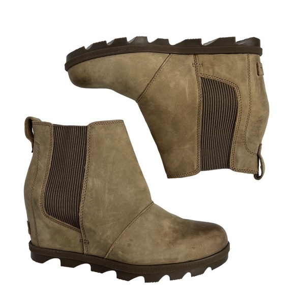 Sorel Joan of Arctic Wedge II Chelsea Boot Waterproof Suede Tan Size 11 - Picture 3 of 10